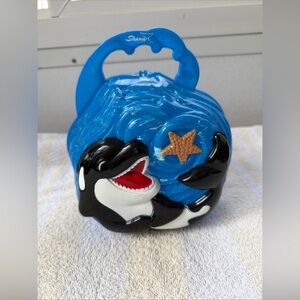 Vintage Shamu Seaworld Plastic Lunch Box Purse Tote Orca Whale Collectible As Is